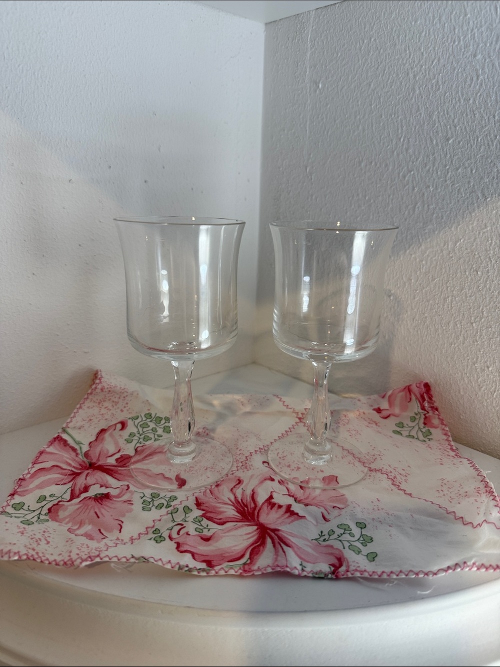 Vintage Mini Clear Stemmed Wine Glasses - Set of 2